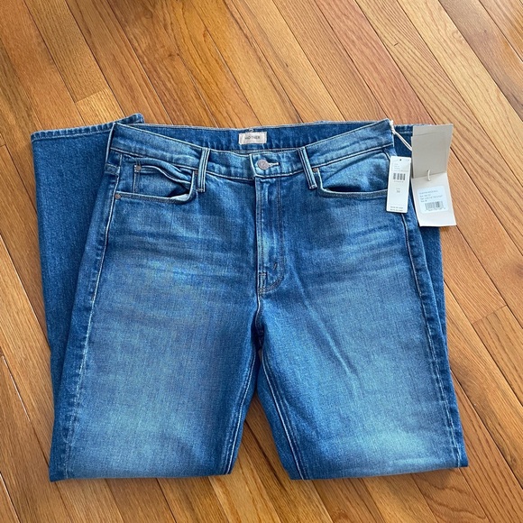MOTHER NWT Blue Straight Leg Jeans Size 30 - Picture 4 of 5